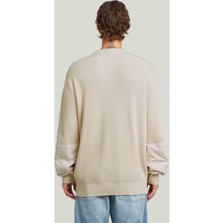 Woven Mix Knit Pullover - White - Men