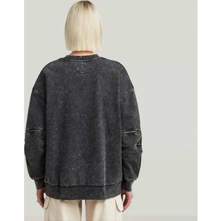 Washed 3D Mix Oversized Sweater - Black - Women