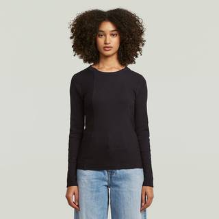 A-Line Slim Rib T-Shirt - Black - Women