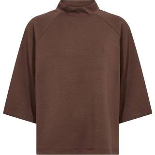 Superblød jerseytop med lav rullekrave
