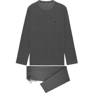 HOM Herren Pyjama grau Jersey-Baumwolle Gemustert,unifarben