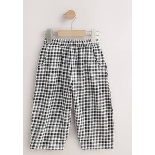Next Black/White Gingham Textured Barrel Leg Trousers (3mths-7yrs)