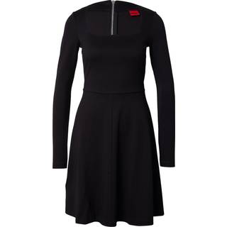 A-line-kjole i jersey med stræk og firkantet halsudskæring