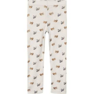 Lil' Atelier Leggings Turtledove Melange i Uld/modal Med Flyprint - Str. 4y 104cm