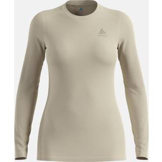 Odlo Women's Merino 160 Bl Top Crew Neck L/S Merino undertøj Damer størrelse XL farve beige/grå