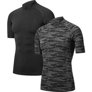 MEN'S SHORT SLEEVE COMPRESSION SHIRT - Black | Grey Camo / 2XL / 2-Pack