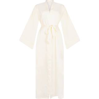 Hunkemöller Floral lang satin kimono hvid - XL/XXL