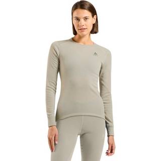 Odlo Women's BL Top Crew Neck L/S Active Warm Eco Syntetisk undertøj Damer størrelse M farve beige/grå
