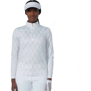 Daily Sports Tempo Long Sleeved Half Neck White Metallic Argyle S Polo trøje