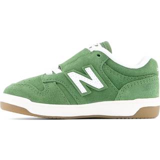 480 NEW-B Hook & Loop Wide Sneakers, White/Dark Alpine Green, 23