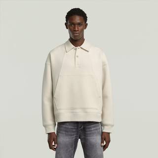 Scuba Polo Collar Loose Sweater - White - Men