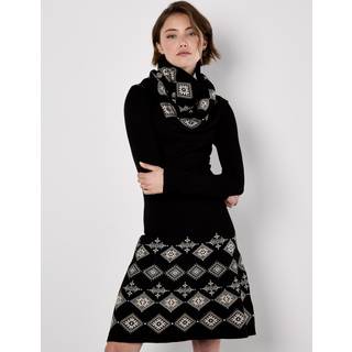 Apricot Apricot Diamond Jacquard Knit Dress With Snood - 38
