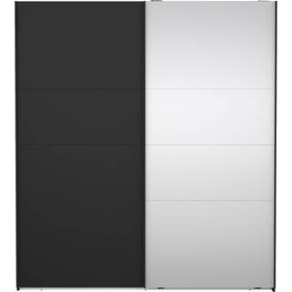 Catania Garderobeskab 1 skydelåge + 1 Skydelåge med spejl 180 x 200 cm - Matt Black Spejl