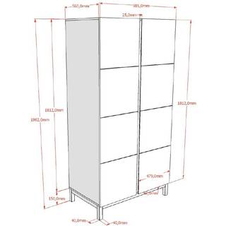 Garderobeskab 2-dørs – Eva, hvid (90 × 200 cm)