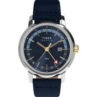 Timex Marlin Quartz GMT Blue Dial Leather Strap Men's Watch TW2Y47900