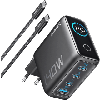 Anker Zolo 140W vægoplader – 3 x USB-C + 1 x USB-A med USB-C-kabel – Sort