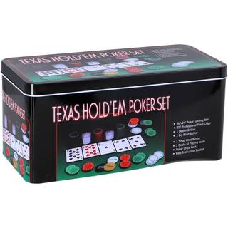 Poker-sæt i tin – 200 chips og kort til klassisk kortspil