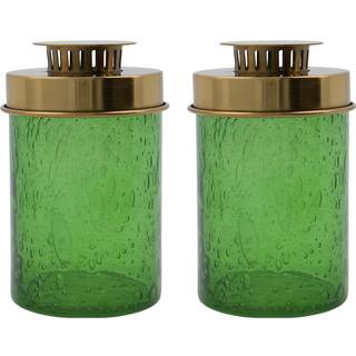 House Doctor Omay Lanterne 2-pak - Fyrfadsstager Jern Grøn - 900000500