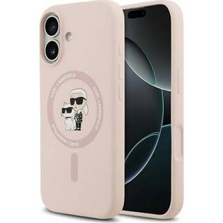 iPhone 17 Karl Lagerfeld Karl and Choupette MagSafe Cover i flydende silikone - Pink