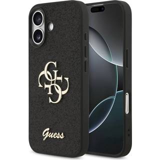 iPhone 17 Guess Fixed Glitter 4G Metal Logo Cover - Sort
