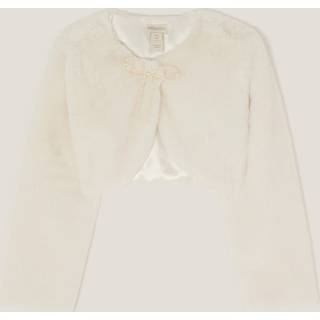 Monsoon Monsoon Cream Marie Bow Faux Fur Shrug