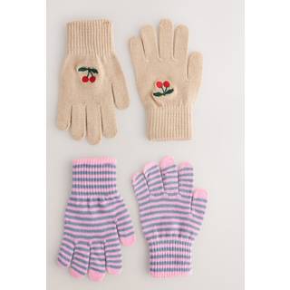Konges Sløjd Filla 2-pak Fingerhandsker Cherry Stripe  2 Pack Filla Gloves Cherry Stripe 9-10 Y Wool Beige  9-10 år  kvinde