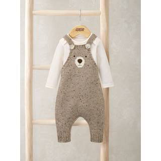 Mamas & Papas Mamas & Papa Knitted Bear Brown Dungarees & Bodysuit Set