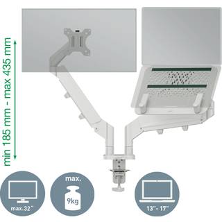 Leitz Ergo pladsbesparende dual monitor arm & laptop arm, grå