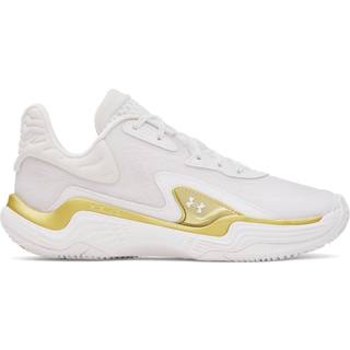 Under Armour Spawn 7 Unisex Basketball Shoes White / Metallic Gold / White 45