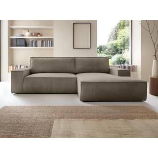 Hjørnesofa med soveplads højrevendt i taupe fløjl AMELIA