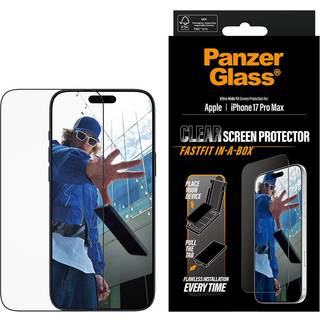 iPhone 17 Pro Max PanzerGlass Ultra-Wide Fit m. FastFit In-A-Box Skærmbeskyttelse Hærdet Glas - 9H - Sort kant