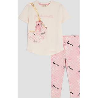 River Island River Island Pink Monogram Bag T-Shirt & Leggings Set