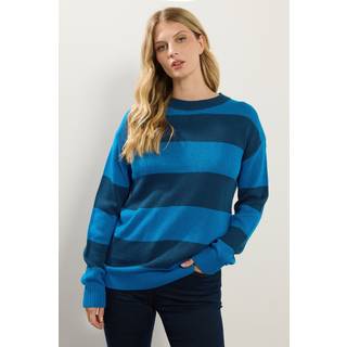 Lts Tall Blue Knitted Stripe Crew Neck Jumper 22-24 Lts | Tall Women's Sweaters & Jumpers