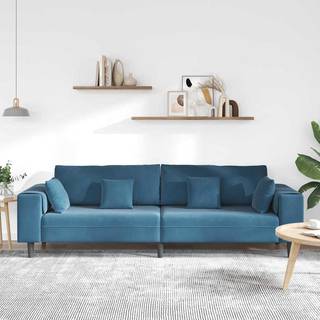 Fløjls Sofa med pude Blå 208 cm Fløjl