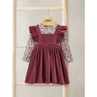 Mamas & Papas Mamas & Papas Pink Velvet Dress & Floral Bodysuit Set