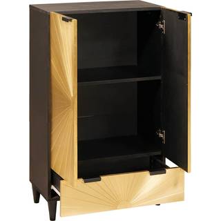 Sideskab Sort og Guld 60 x 33.5 x 100 cm Massivt mangotræ