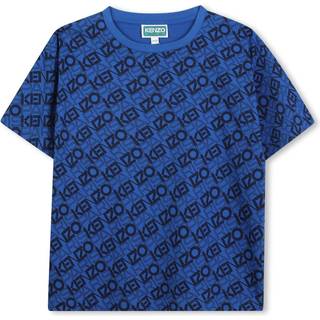 KENZO KIDS Kenzo Kids Blue All Over Logo Print Short Sleeve T-Shirt