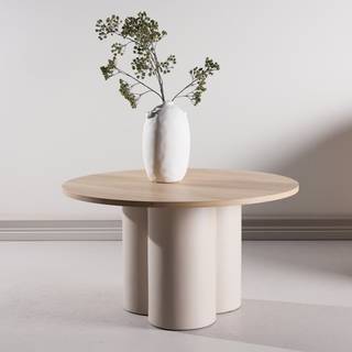 Olivia sofabord med hvidpudset bordplade Ø80cm beige