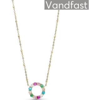 ANNEBRAUNER Big Rose/Pink Circle Halskæde 18K Guldbelagt