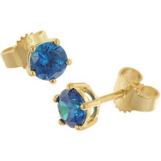 trendor 68736 Damen-Ohrringe 925 Silber Vergoldet Ohrstecker Blau