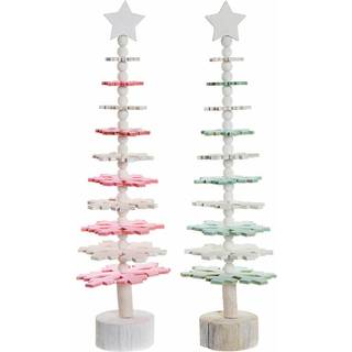 Juletræ DKD Home Decor Træ MDF (2 pcs) (14 x 14 x 51 cm)