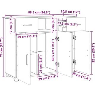 Sideboard med skuffe Hvid 88,5 x 30,5 x 73 cm Konstrueret træ