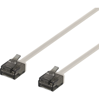 Deltaco Flad Netværkskabel med Slimstik 3m - Cat6a (U/UTP) Grå