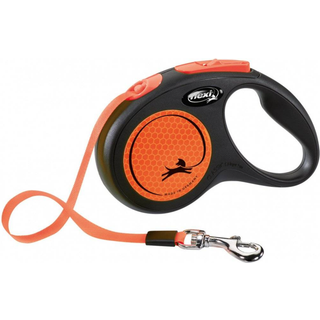 Flexi New NEON leash M 5M 25KG black/neon orange