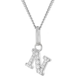 trendor 28240-N Damen-Halskette mit Buchstabe N Anhänger 925 Silber Rhodiniert