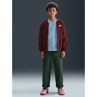 Nike Club Fleece-hættetrøje med fuld lynlås til større børn - rød - S