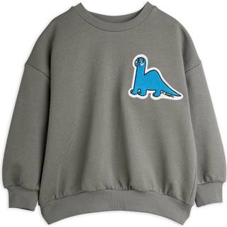 Mini Rodini GOTS Dino Patch-sweater Grey  Grey 128/134 cm  Grå  128/134 cm  mand