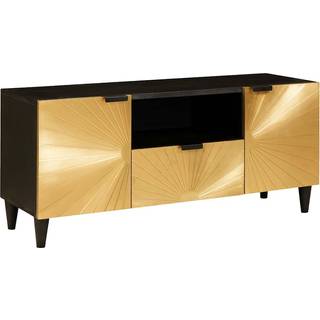 TV-skab med hylde Sort og Guld 105 x 33 x 46 cm Konstrueret træ