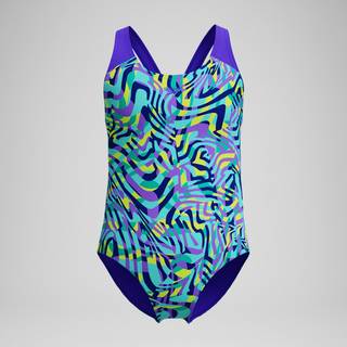 Girls Allover Splashback Swimsuit Green/Purple