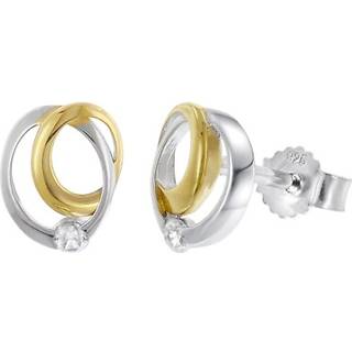 trendor 28045 Damen-Ohrringe 925 Silber Bicolor Zirkonia-Ohrstecker